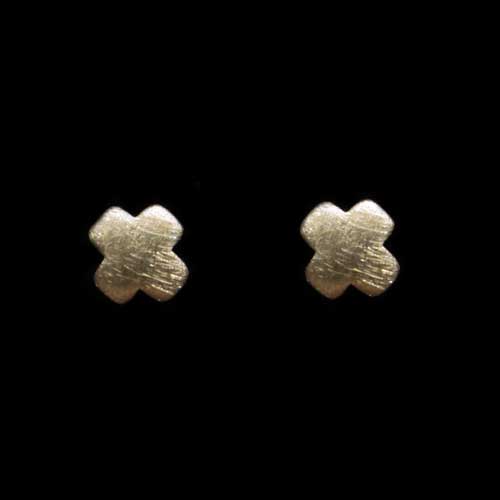 Imagen pendientes presión plata y oro bañado cruz